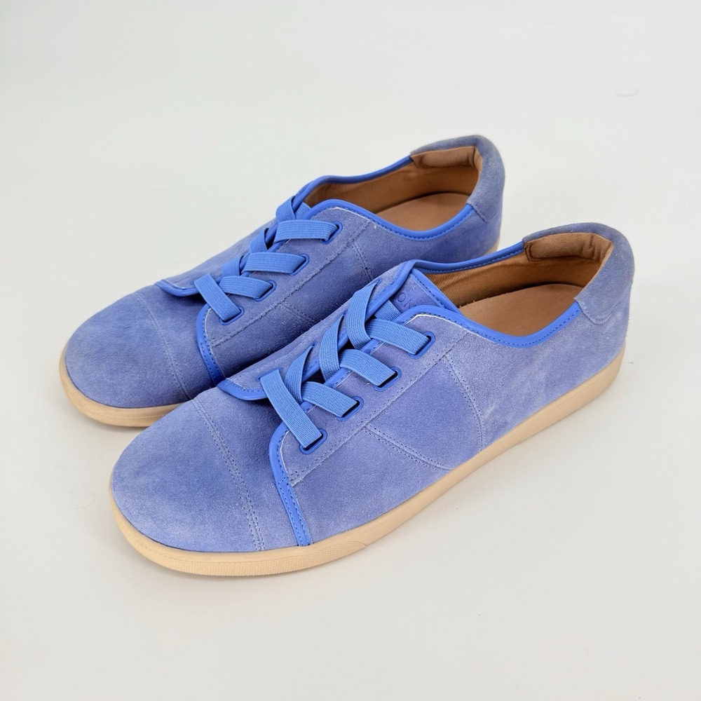 Vionic Women's Jean Suede Sneakers Blue Size 11W Comfort Slip-on No Lace Wide